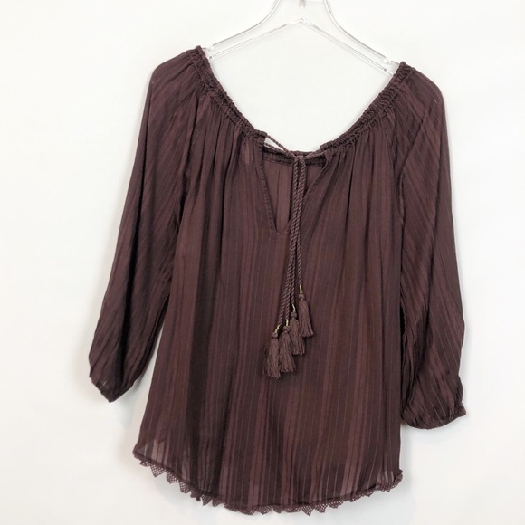 TRYB Organic Bamboo Brown Off Shoulder Top Small - Picture 2 of 7